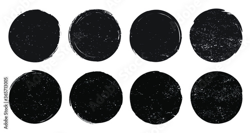 Grunge circles set.Distress round shapes.
