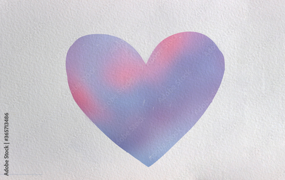 Fototapeta premium heart love on a white background gradient purple pink blur paint watercolor stylization for a watercolor drawing business card greeting card screensaver place for text