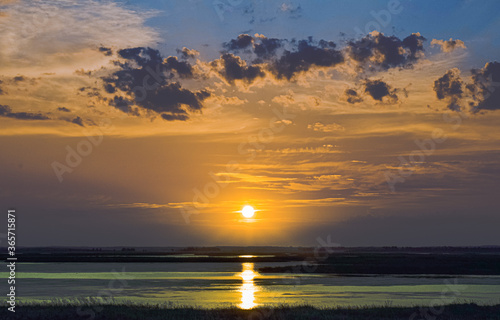 sunset over the river