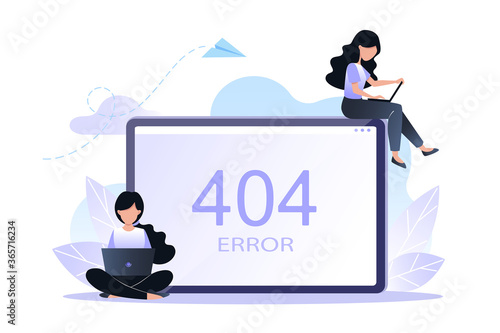 Error 404 page or file not found concept. Illustration for web page, banner, education, programming, presentation, social media, documents, . Website maintenance, website under construction