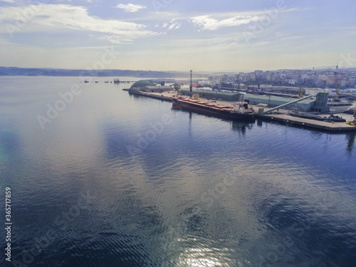 Wallpaper Mural La Coruna. Aerial view in harbor Area . Galicia,Spain. Drone Photo Torontodigital.ca