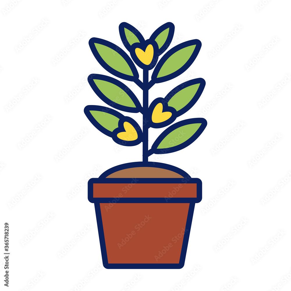growth plant in ceramic pot line and fill style icon growth plant in ceramic pot line and fill style icon