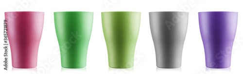 set of multi-colored plastic cups photo