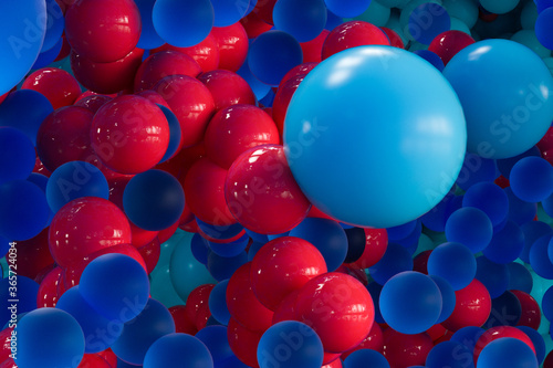 Fototapeta Naklejka Na Ścianę i Meble -  A lot of spherical particles flock together, 3d rendering.