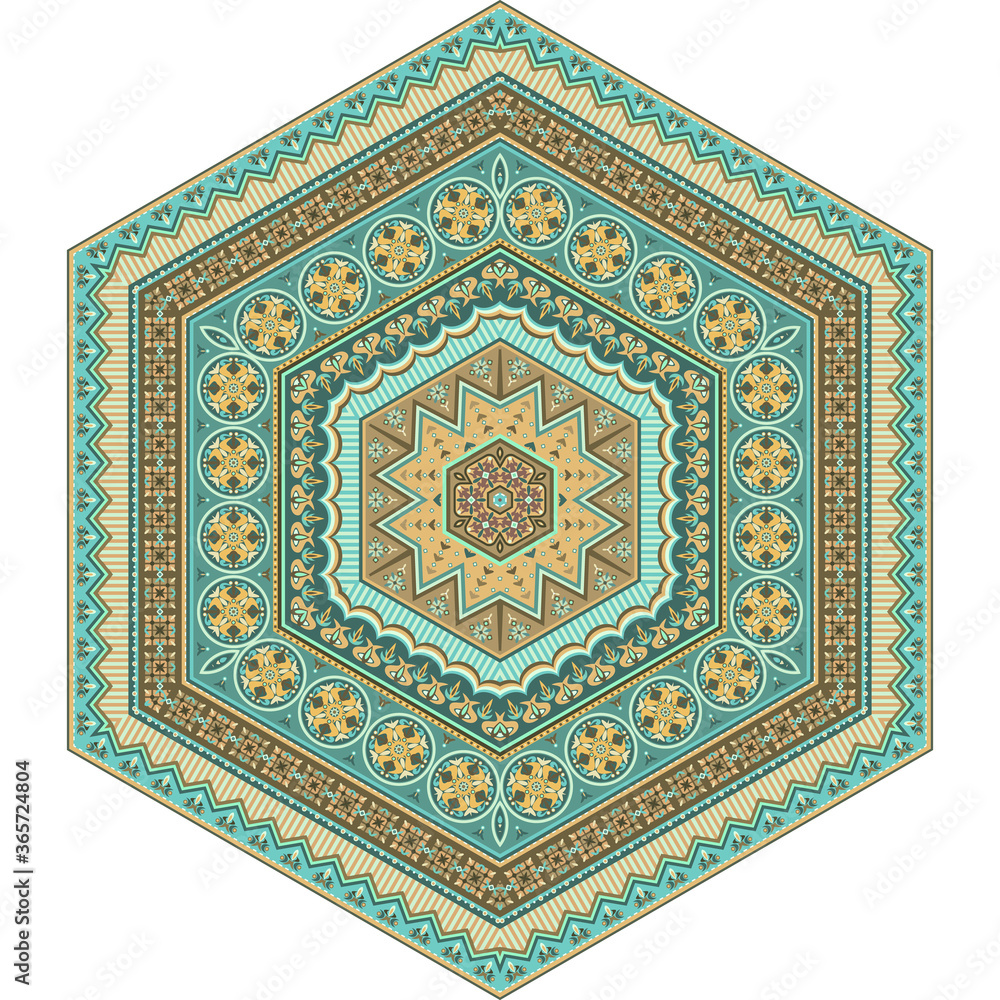 Vector abstract ethnic mandala hexahedron figure Vector abstract ethnic mandala hexahedron figure
