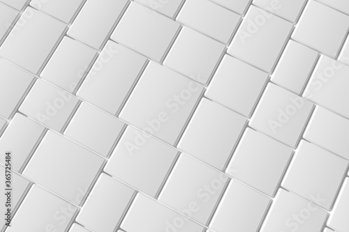 Tile white cubes with gap, 3d rendering.