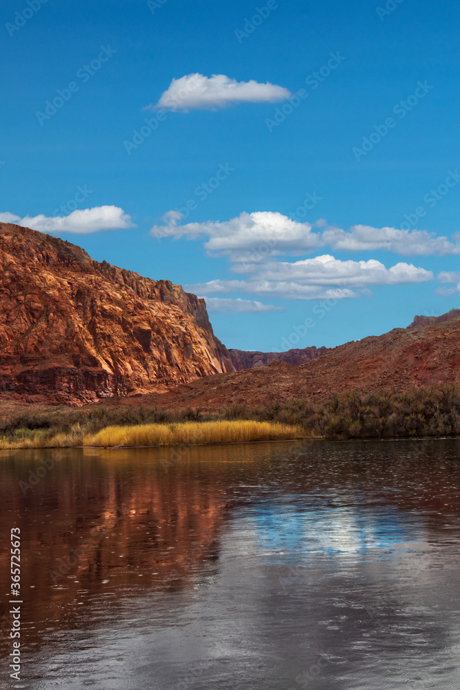 Clear day at the Colorado river bank near Lees Ferry landing, Page, AZ, USA