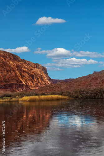 Clear day at the Colorado river bank near Lees Ferry landing, Page, AZ, USA