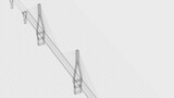 Sketch lines of suspension bridge, 3d rendering.