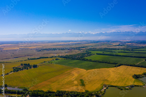View of fields and hills, Almaty, Kazakhstan © Baurzhan