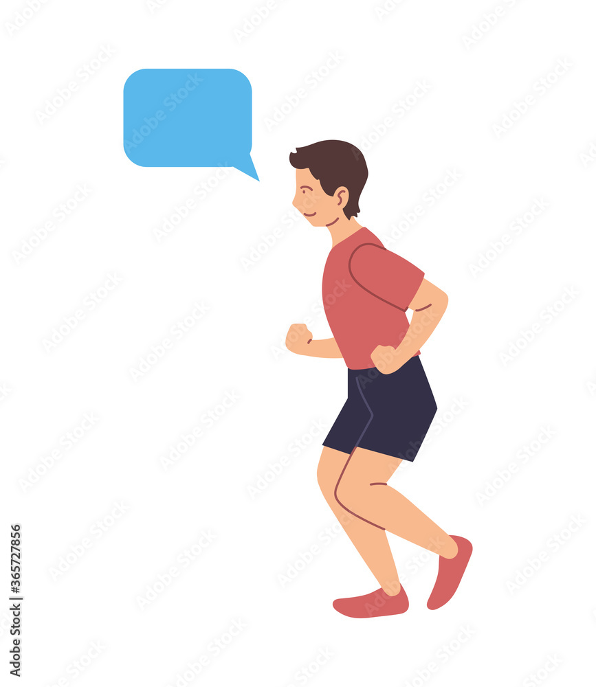 Isolated man running with bubble vector design