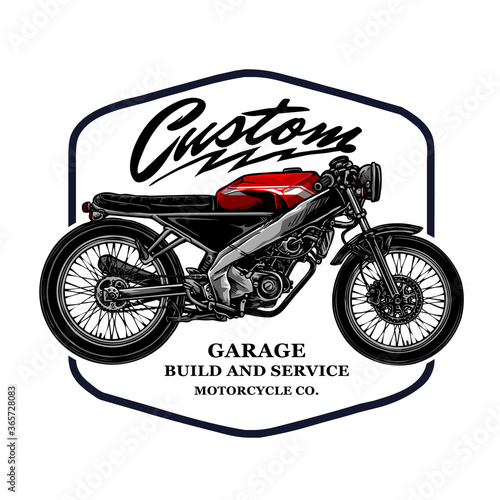 vector of vintage custom motorcycle badge design