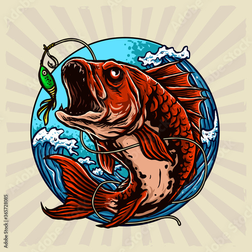 predator fish for fishing club logo vector