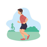 Isolated man running at park vector design