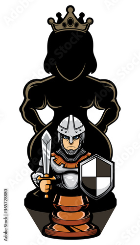 Chess Pawns and Queen