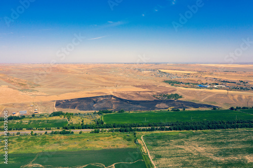 View of fields and hills  Almaty  Kazakhstan