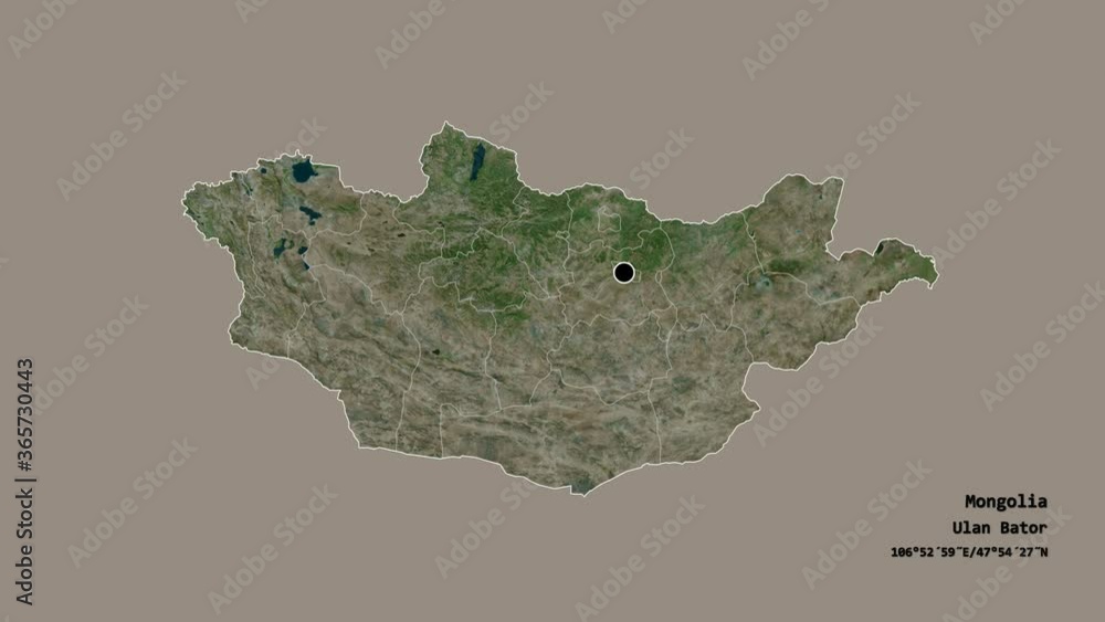 Övörhangay, province of Mongolia, with its capital, localized, outlined and zoomed with informative overlays on a satellite map in the Stereographic projection. Animation 3D Övörhangay, province of Mongolia, with its capital, localized, outlined and zoomed with informative overlays on a satellite map in the Stereographic projection. Animation 3D