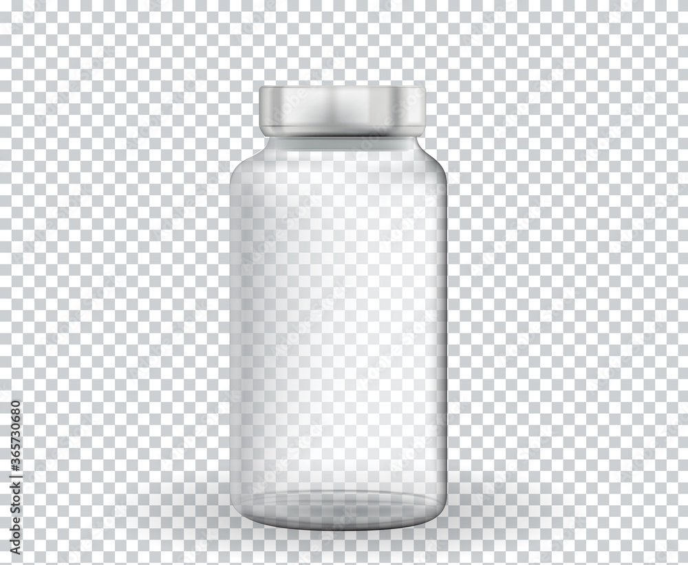 Empty ampoule for medicine, vaccine on transparent background. Vector Illustration - obrazy, fototapety, plakaty 