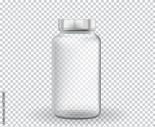 Empty ampoule for medicine, vaccine on transparent background. Vector Illustration