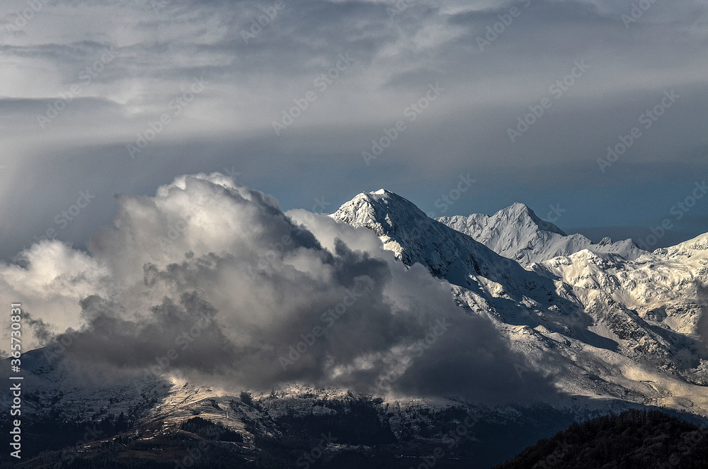 Montagna - neve - paesaggio - come - inverno - Alpi - veduta 