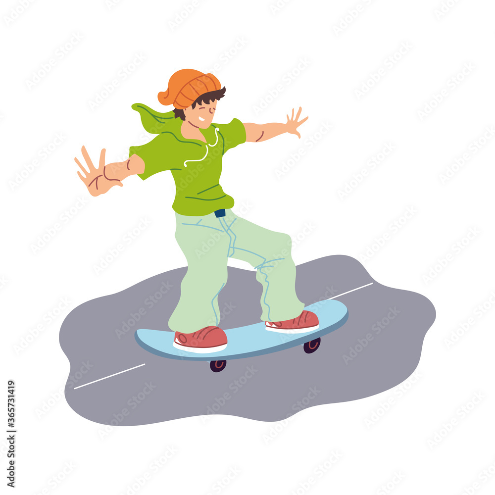 Isolated man avatar skater at street vector design