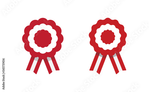 Peruvian cockade vector illustration. National symbol with Peru flag colors. Red and white rosette ribbon.
