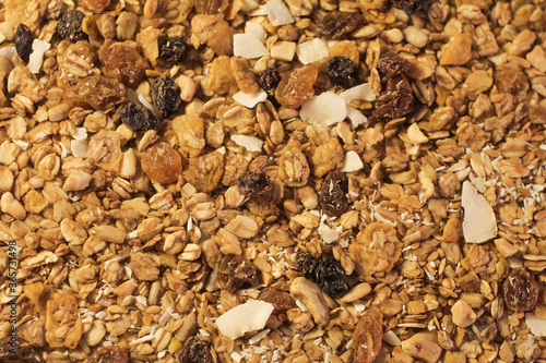 background texture of cereals and nuts healthy food and good for the heart
