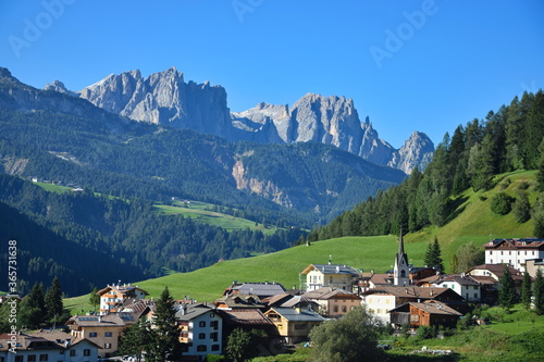 View of Moena town in Dolomites photo