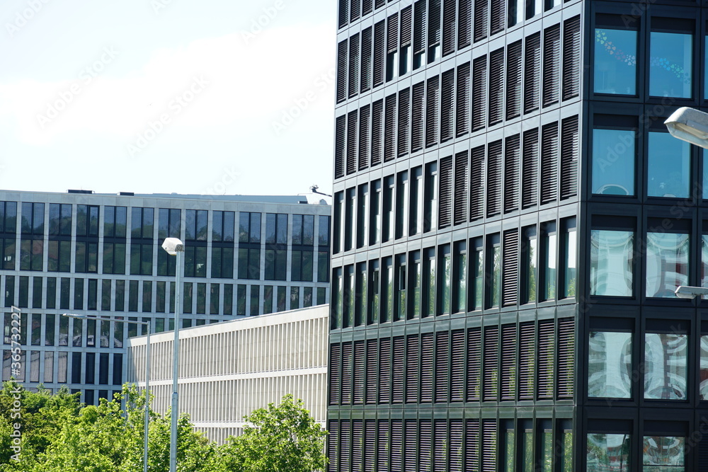 Several corporate buildings with modern facades highly concentrated in a business park. Several corporate buildings with modern facades highly concentrated in a business park.