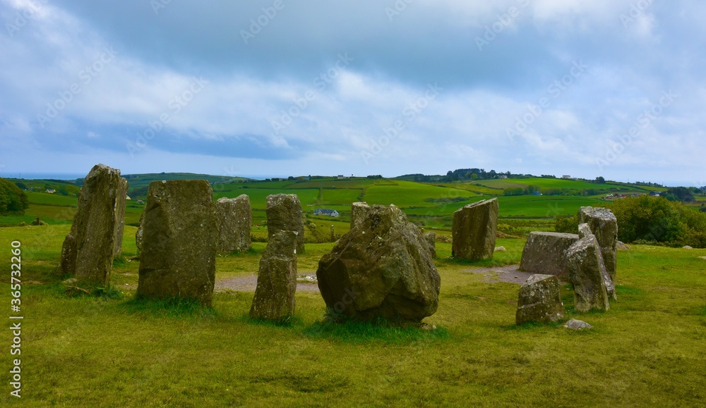 Drombeg stone circle (The Druid's Altar), is a small axial stone circle located east of Glandore, County Cork, Ireland. Drombeg is one of the most visited megalithic sites in Ireland.