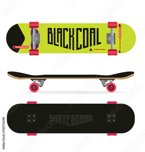 Skateboards set of three styles top and bottom view