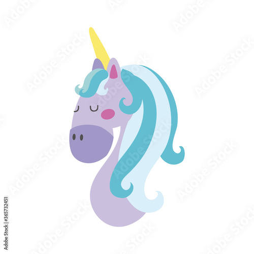 cute unicorn head hand draw style icon