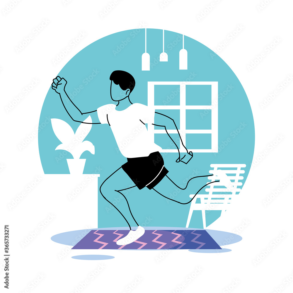 man training at home for quarantine man training at home for quarantine