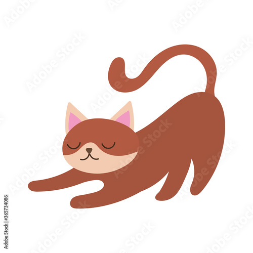cute little cat pet hand draw style icon
