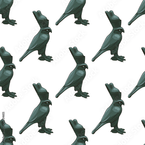 seamless pattern with Egyptian god Horus birds