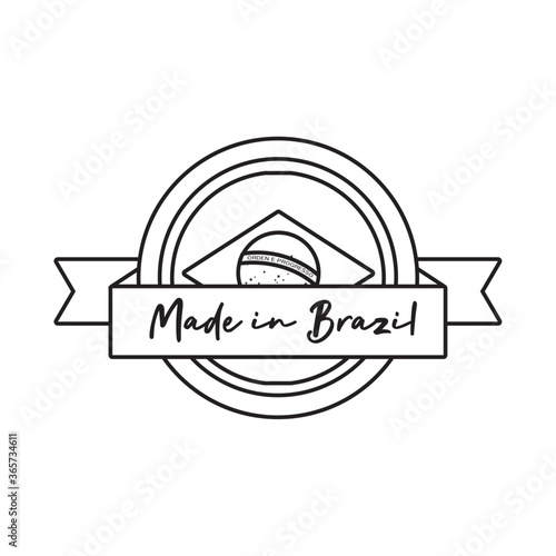 made in brazil banner with flag and ribbon