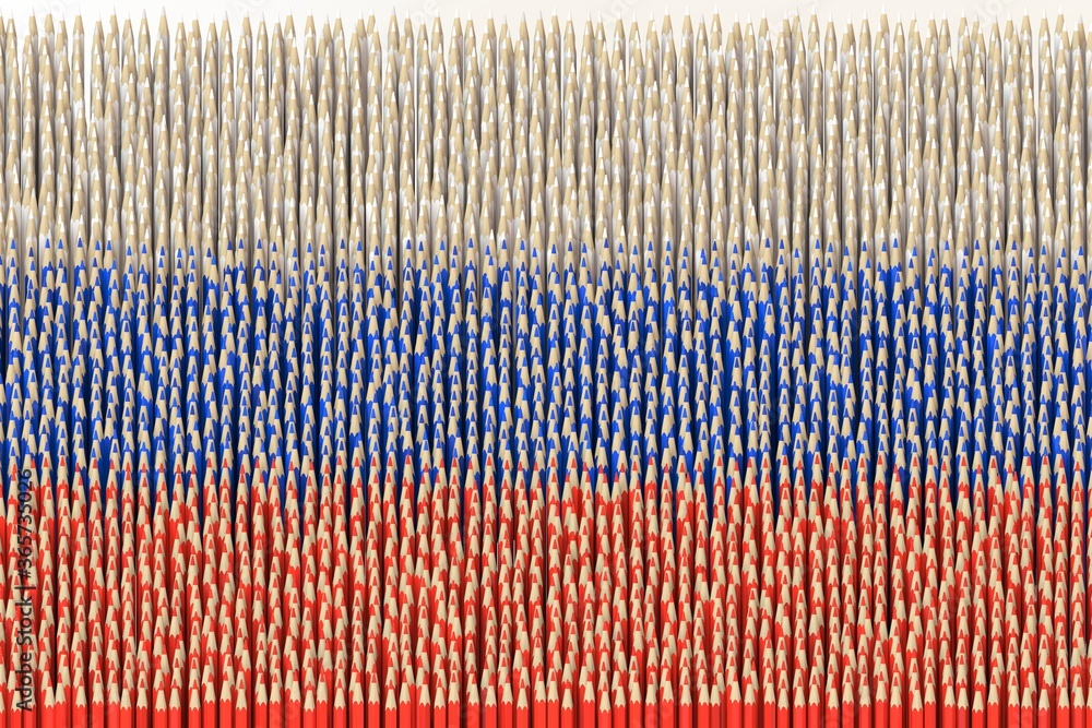 Flag of Russia made with color pencils. Art related 3D rendering Flag of Russia made with color pencils. Art related 3D rendering