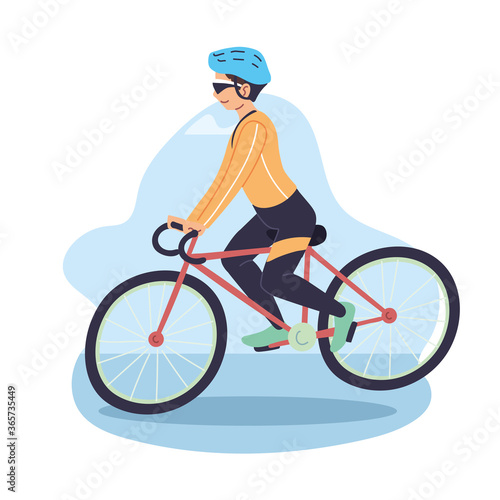 Man riding bike vector design