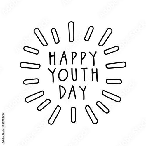 happy youth day lettering with burst line style