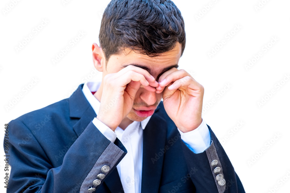 Arabic businessman extremely tired and sick Arabic businessman extremely tired and sick