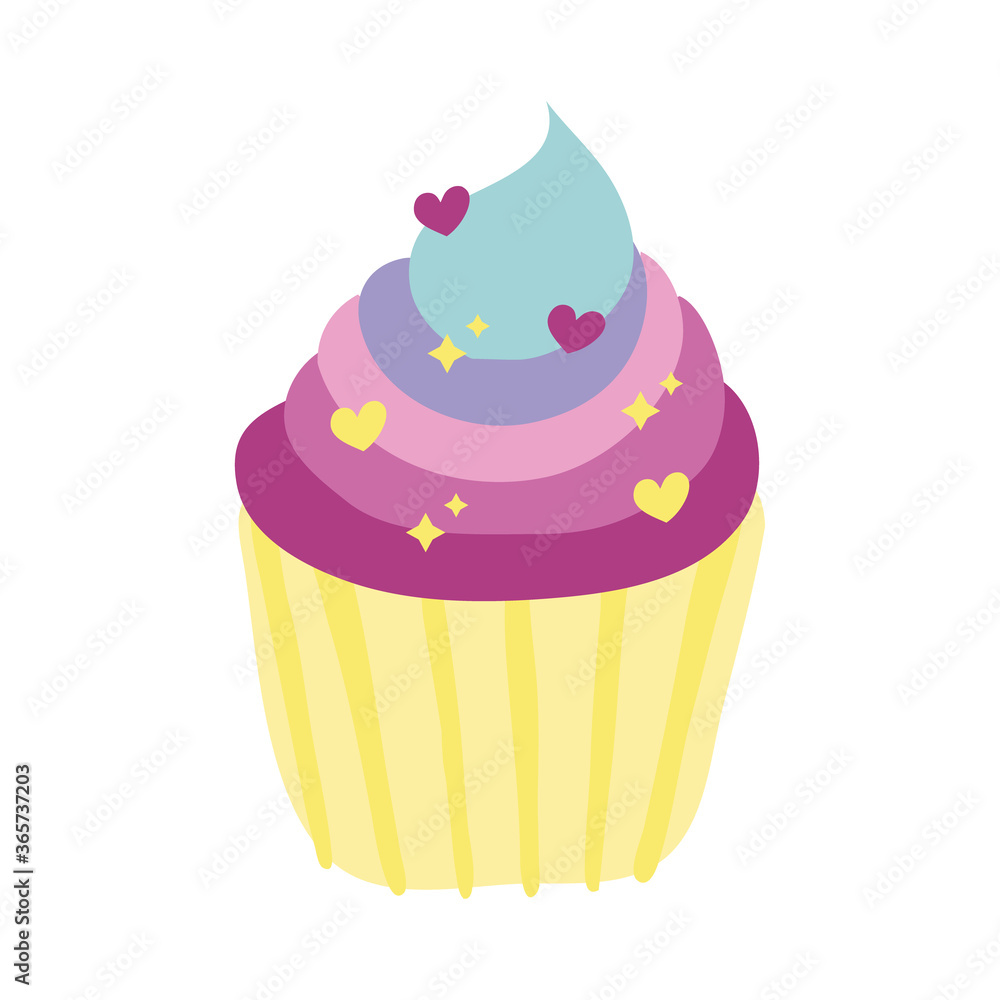 sweet cupcake with hearts ships hand draw style sweet cupcake with hearts ships hand draw style
