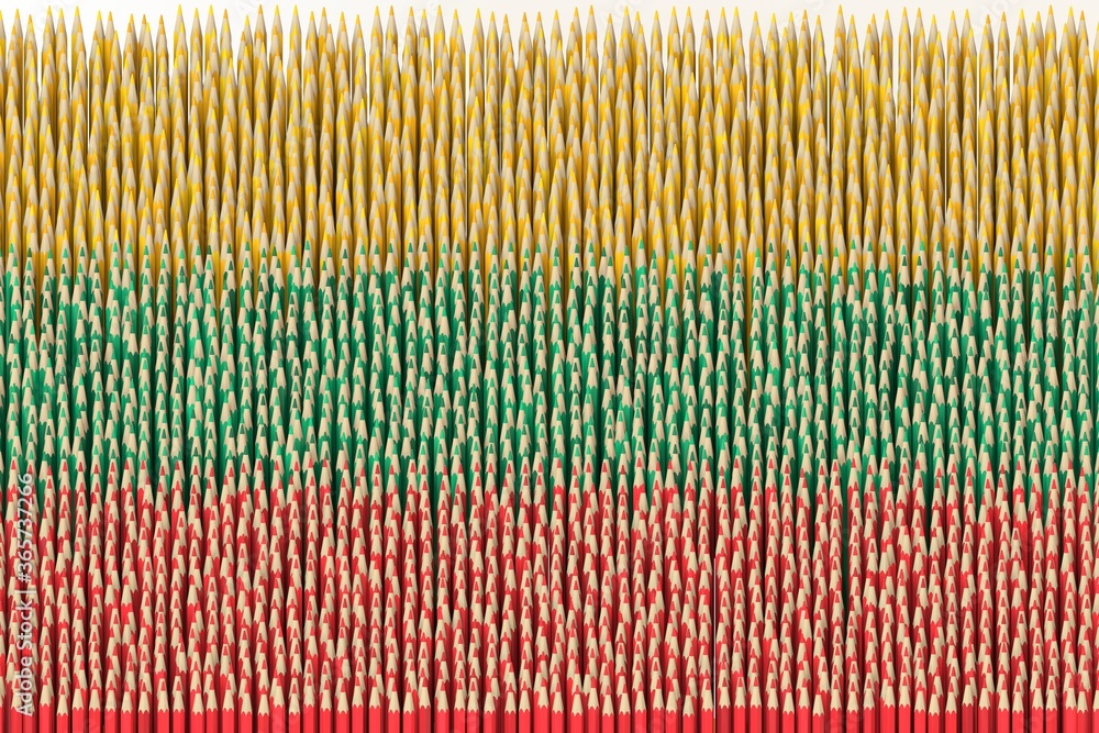 Flag of Lithuania made with color pencils. Art related conceptual 3D rendering Flag of Lithuania made with color pencils. Art related conceptual 3D rendering