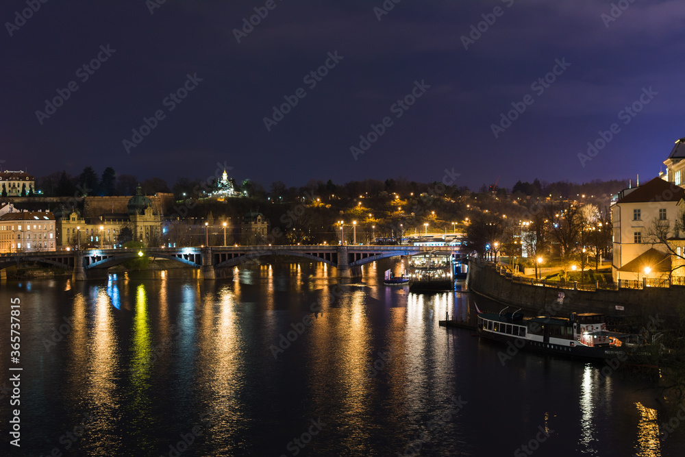 Prague, the capital of the Czech Republic. Architecture and buildings. City day and night. Attractions and popular places of Prague. View from the Charles Bridge.
