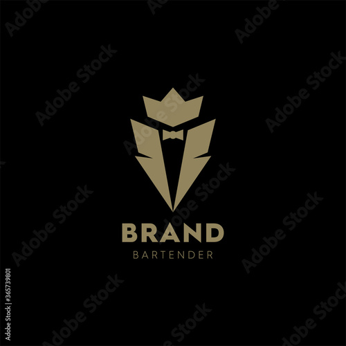 illustration logo vector graphics of tuxedo and fancy crown, good for nightclub logos