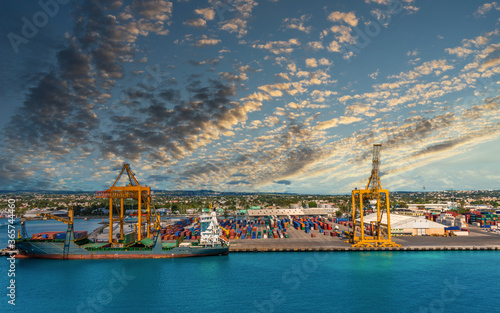 An Empty Freighter and Shipping Containers in Bridgetown Barbados © dbvirago
