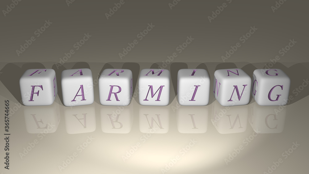 shiny Farming built by cubic letters from the top perspective, excellent for the concept presentation in 3D illustration. agriculture and field shiny Farming built by cubic letters from the top perspective, excellent for the concept presentation in 3D illustration. agriculture and field