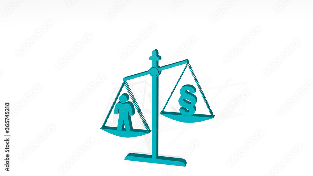 balance from a perspective on the wall. A thick sculpture made of metallic materials of 3D rendering. illustration and background balance from a perspective on the wall. A thick sculpture made of metallic materials of 3D rendering. illustration and background