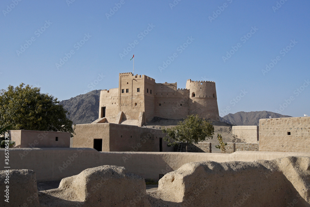 Fujairah Fort and ruins of old village, Fujairah, United Arab Emirates