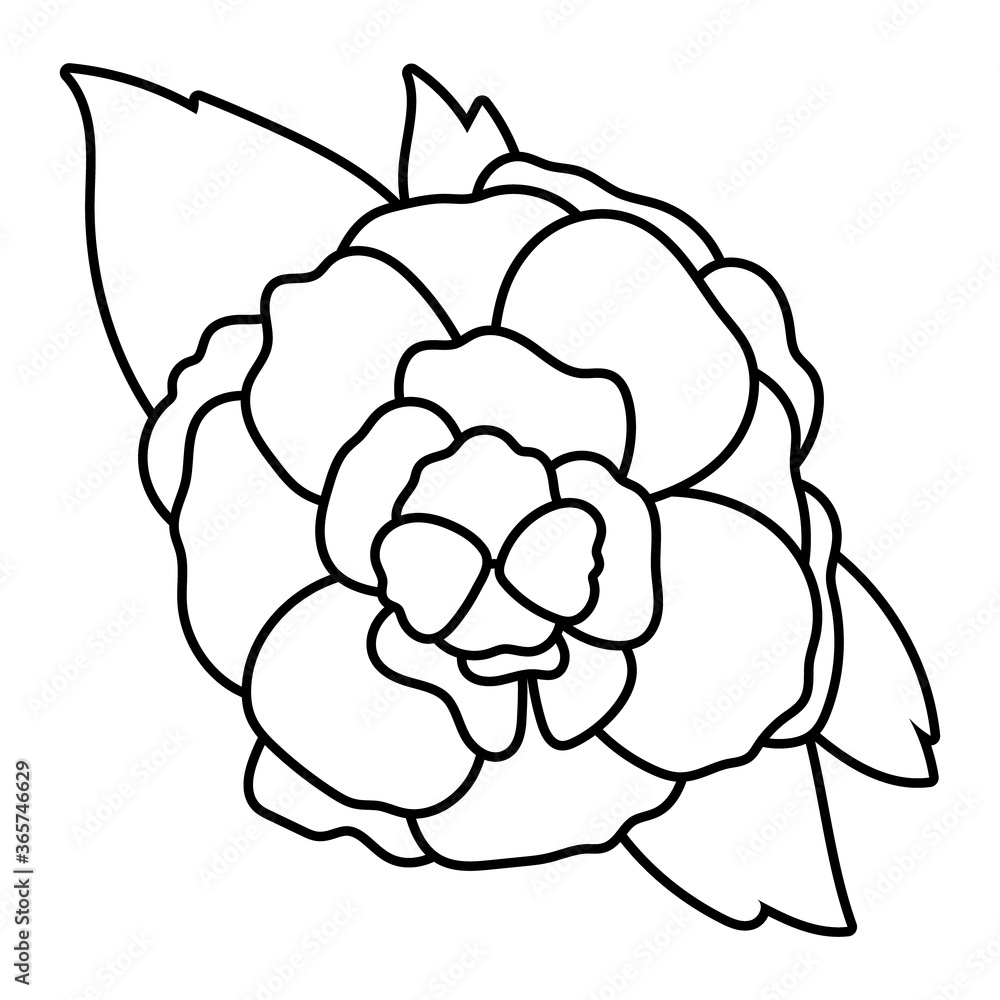 beautiful rose and leafs flower garden line style icon beautiful rose and leafs flower garden line style icon