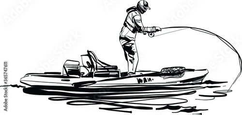 illustration of the kayak fishing